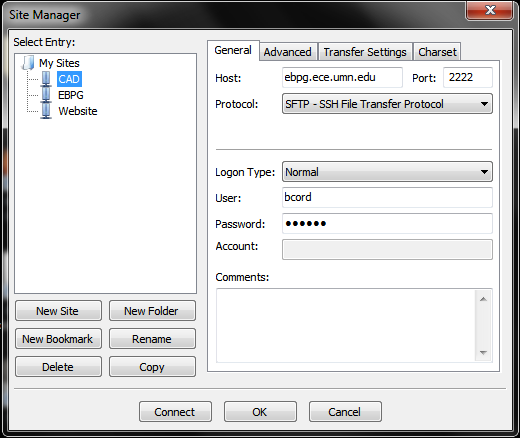 filezilla sftp url quickconnect